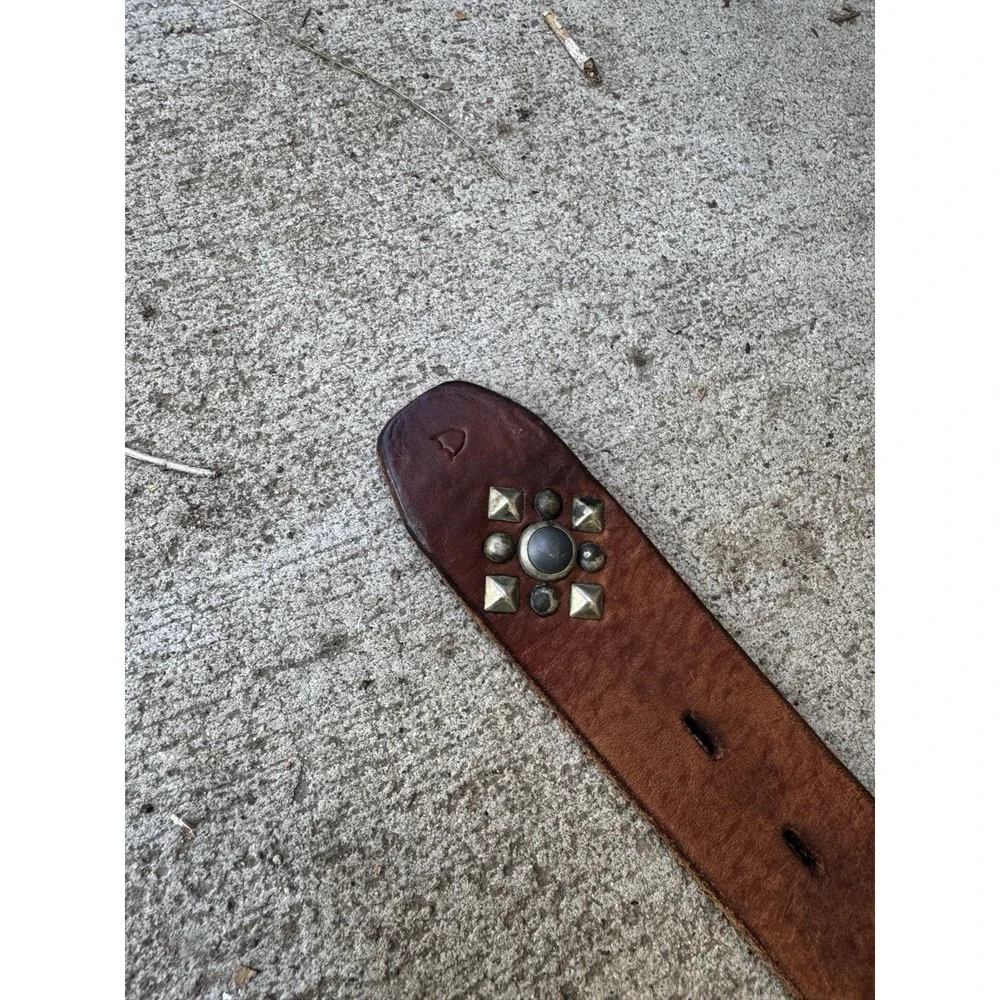 HTC Leather Belt Studded Brown Size 42 Rockabilly 40s 50s Vintage Style
